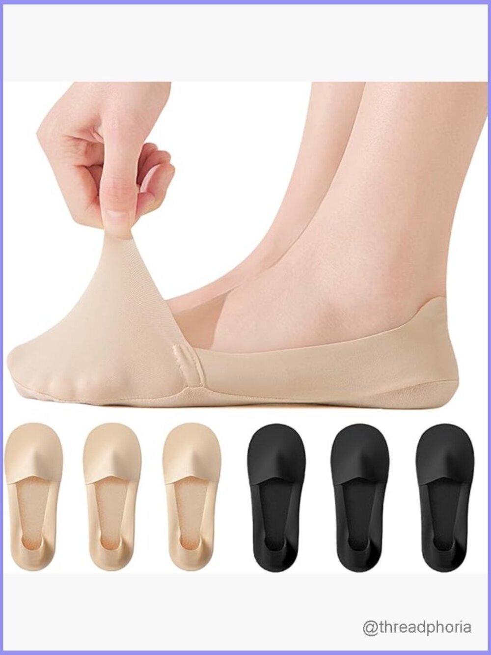 No Show Socks for Flats Loafers Heels, Non Slip Thin Invisible Footies